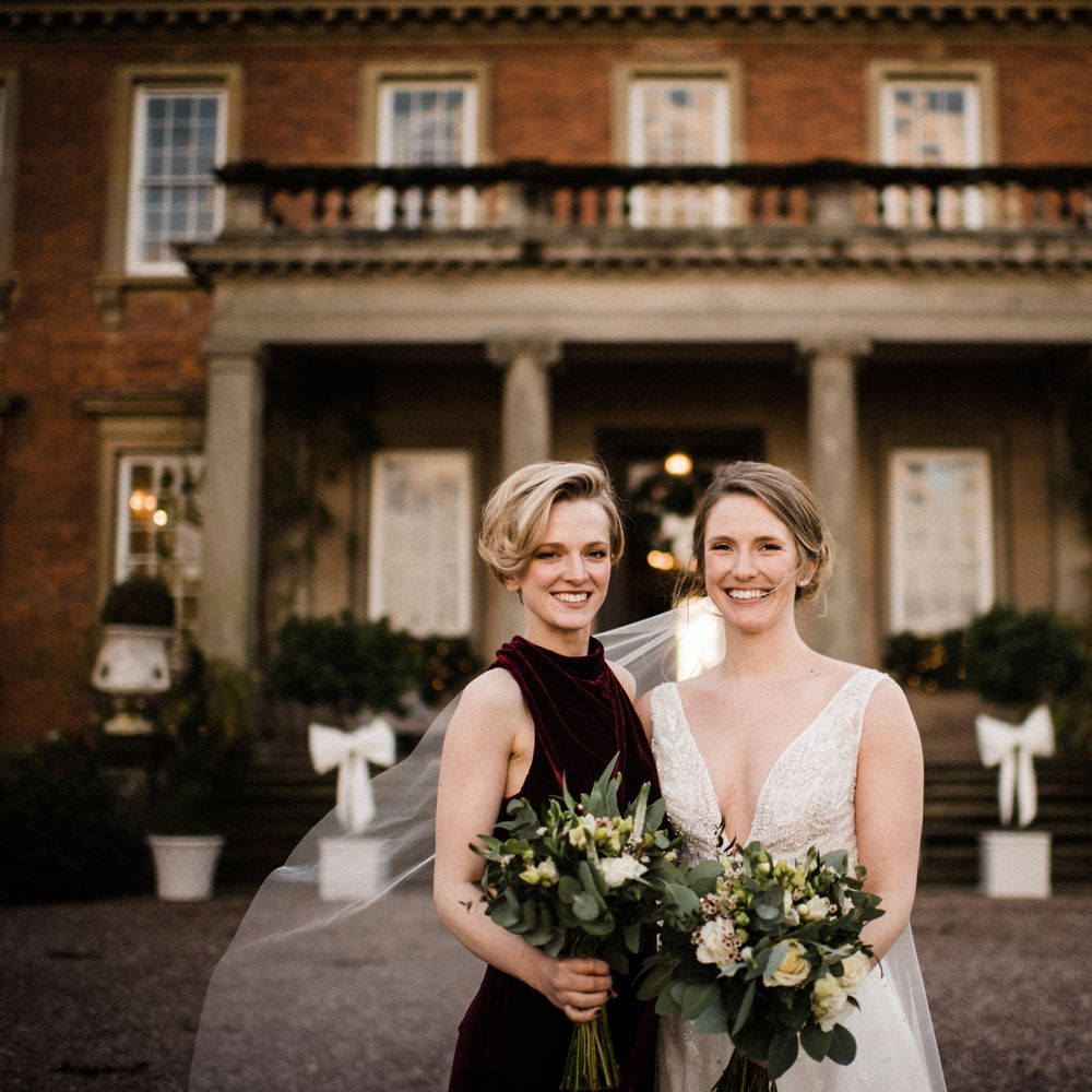 Bride stands with her Made Of Honour