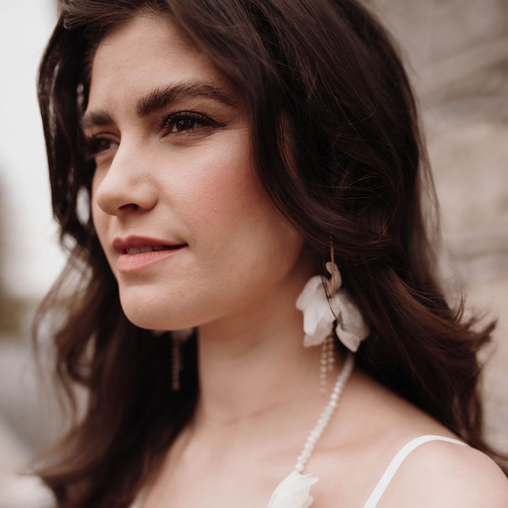 Matching statement earrings and necklace with appliqué flowers 