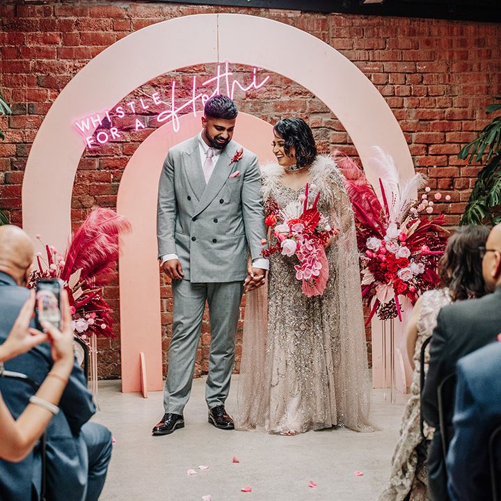 wedding-ceremony-at-the-shack-revolution-with-pink-altar-decoration