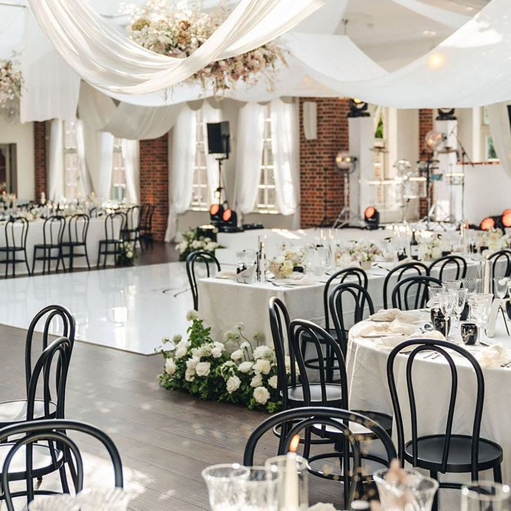 monochrome wedding theme and table decor