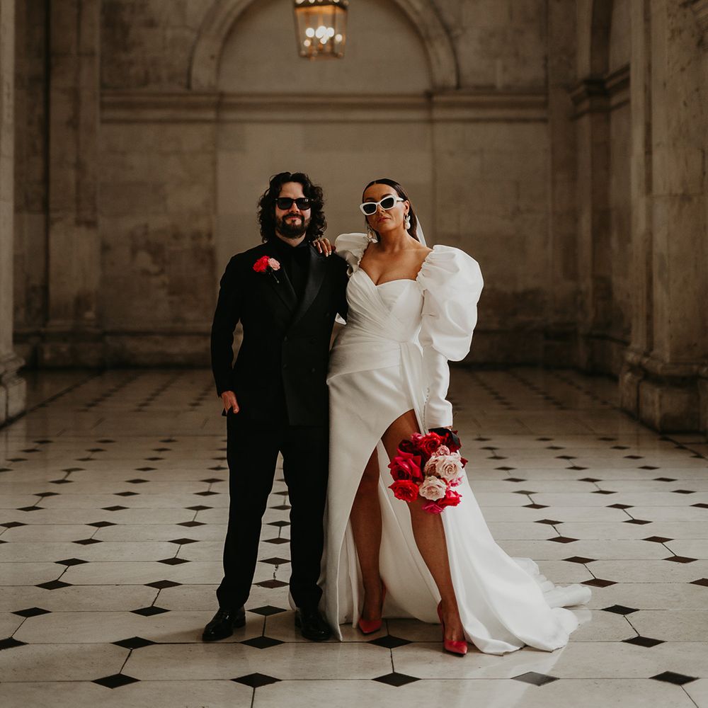 bride-and-groom-wearing-stylish-sunglasses-at-wedding