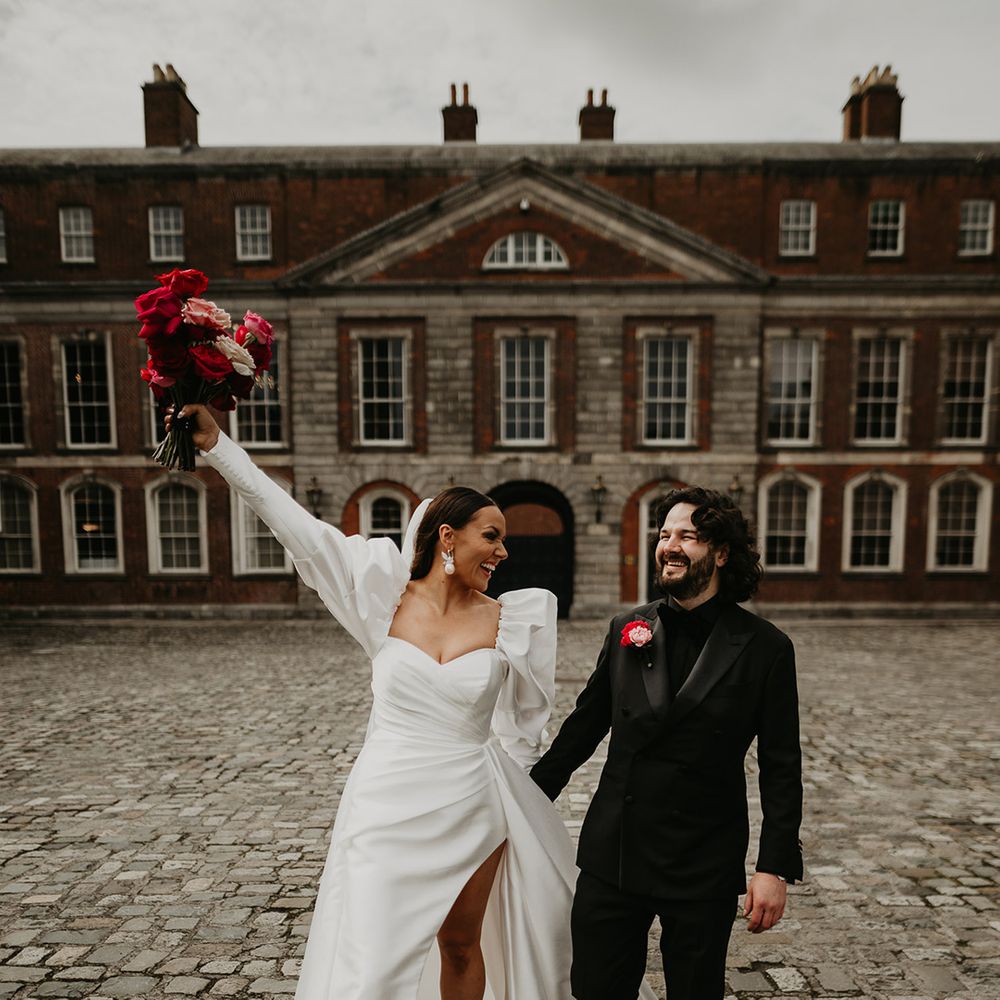 ireland-wedding-with-bride-and-groom-walking-together