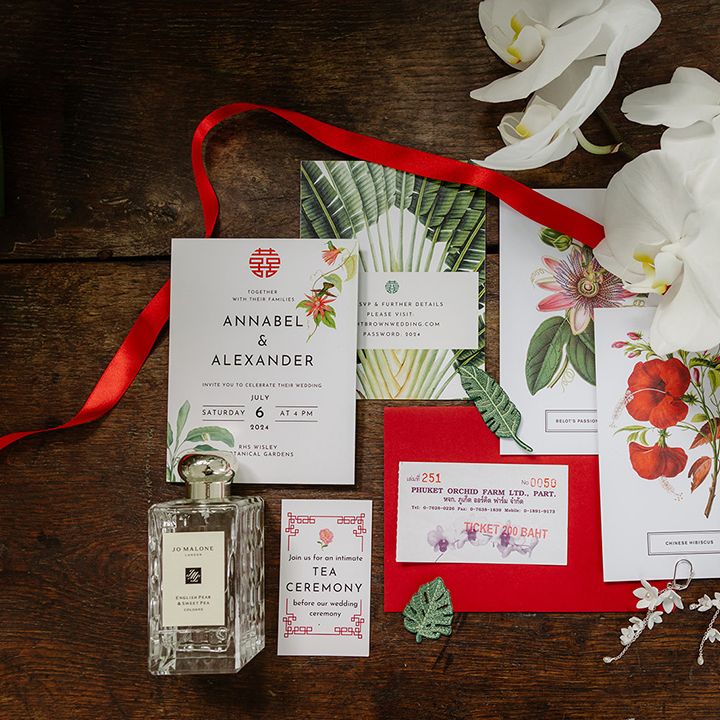 red-and-green-wedding-stationery-suite-with-jo-malone-london-perfume