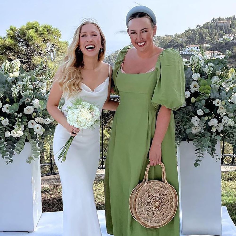 by rotation rented wedding dress with wedding guest