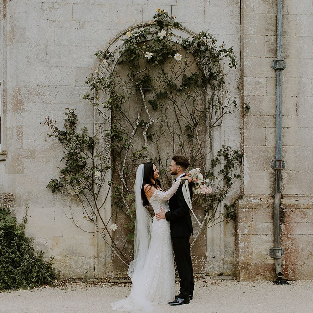 bride-and-groom-at-elmore-court-wedding