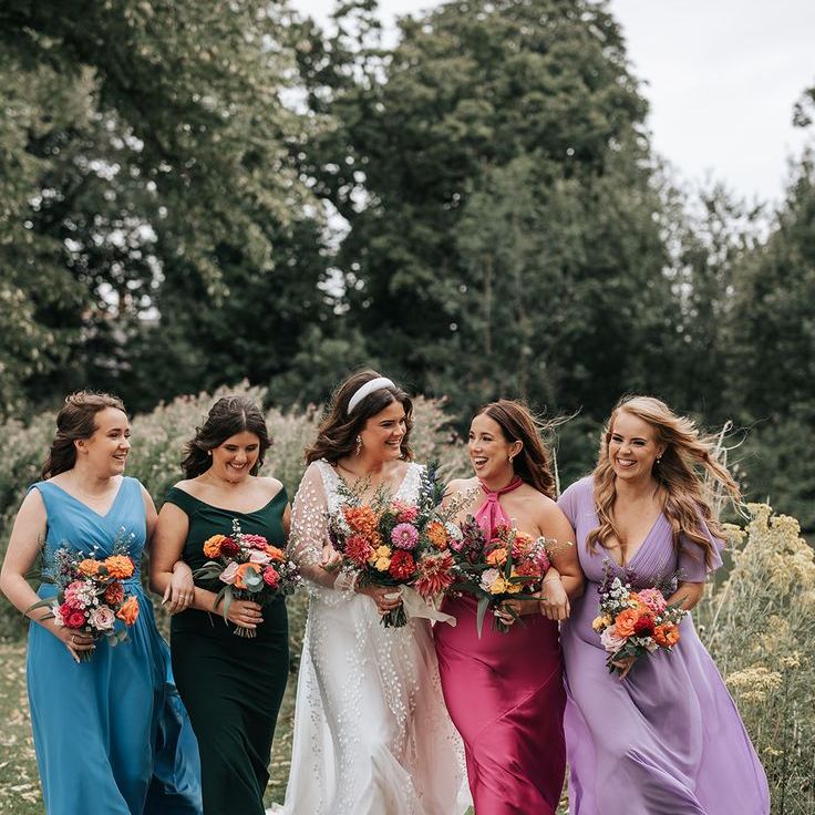 Colourful & Bright Bridesmaid Dresses For Rustic Summer Barn Wedding