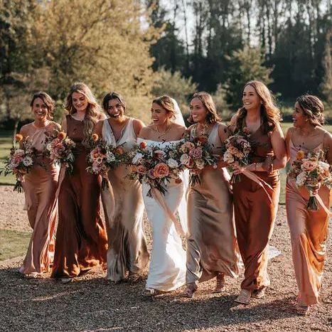 Mocha Mousse Autumnal Bridesmaid Dresses