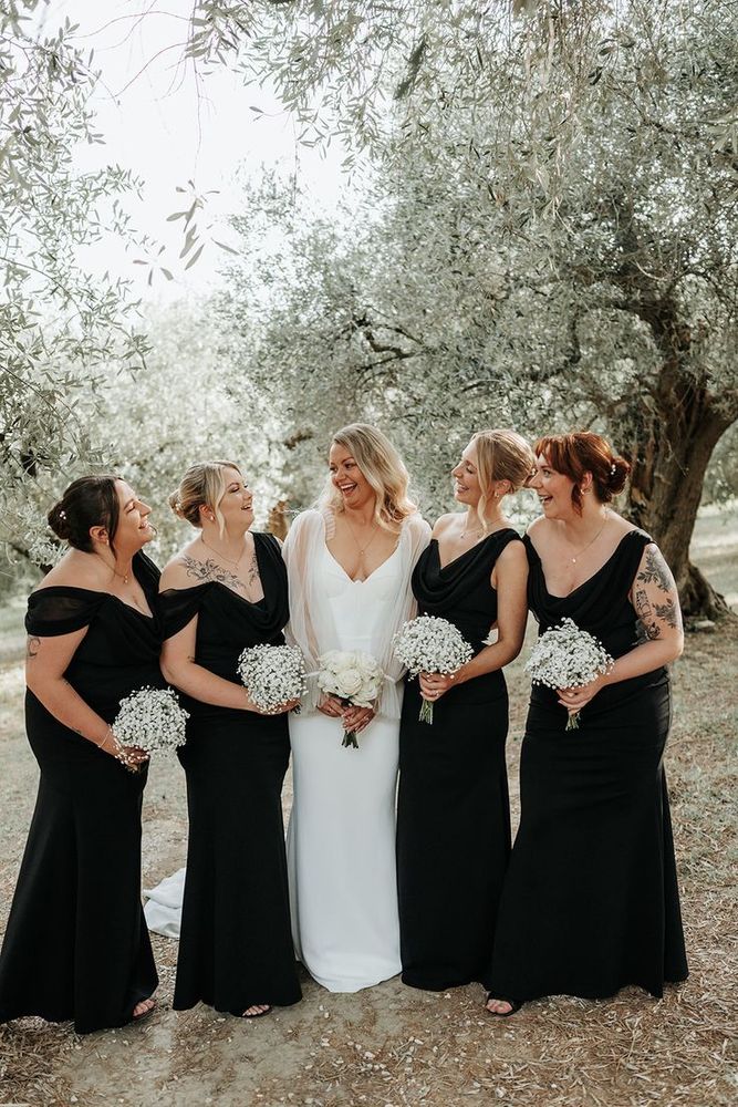 black and white themed wedding bridesmaid dresses Raining Blossoms Bridesmaid Dresses: Black and White, Wise Choice for Bridesmaid Dresses