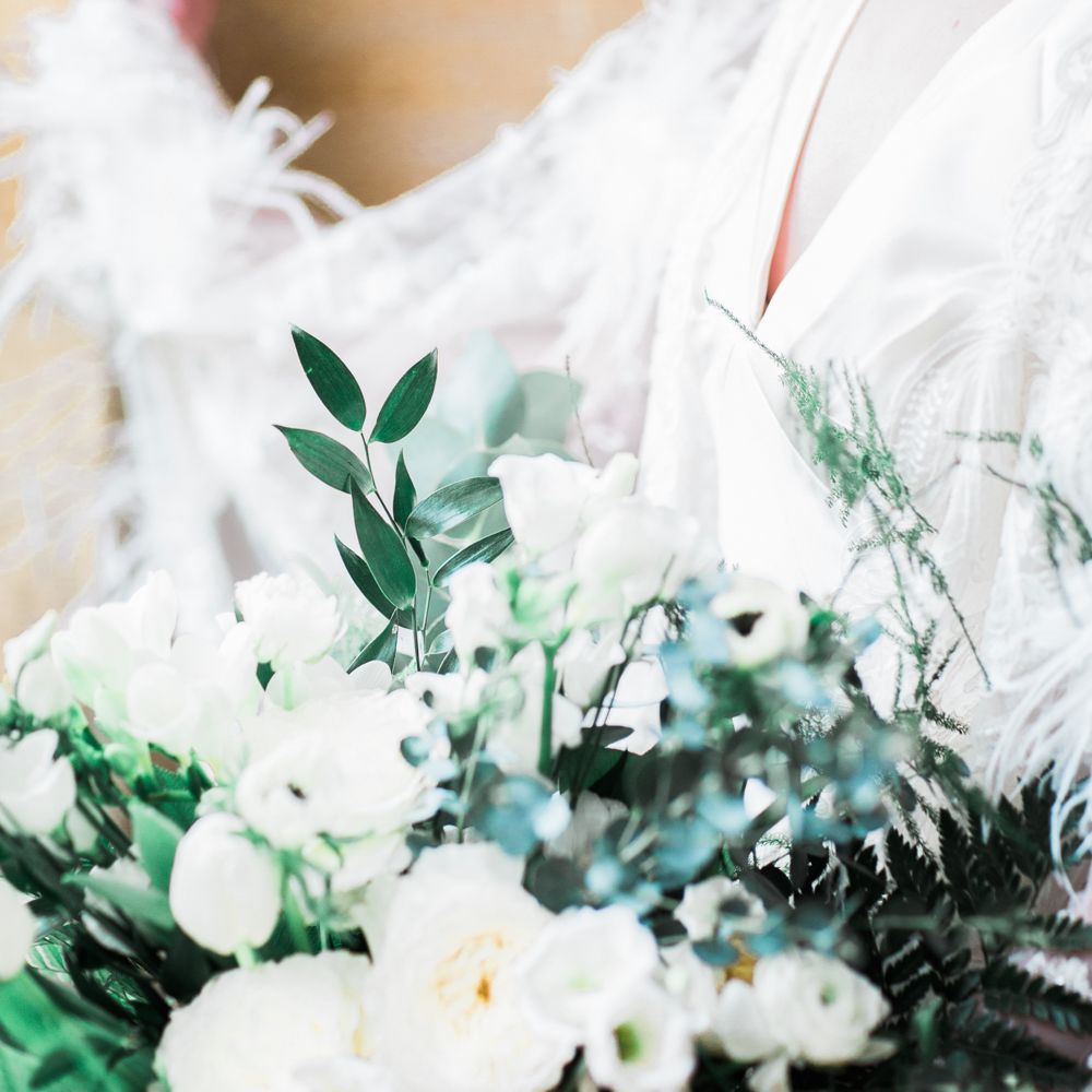 White Flower Bouquet With Foliage