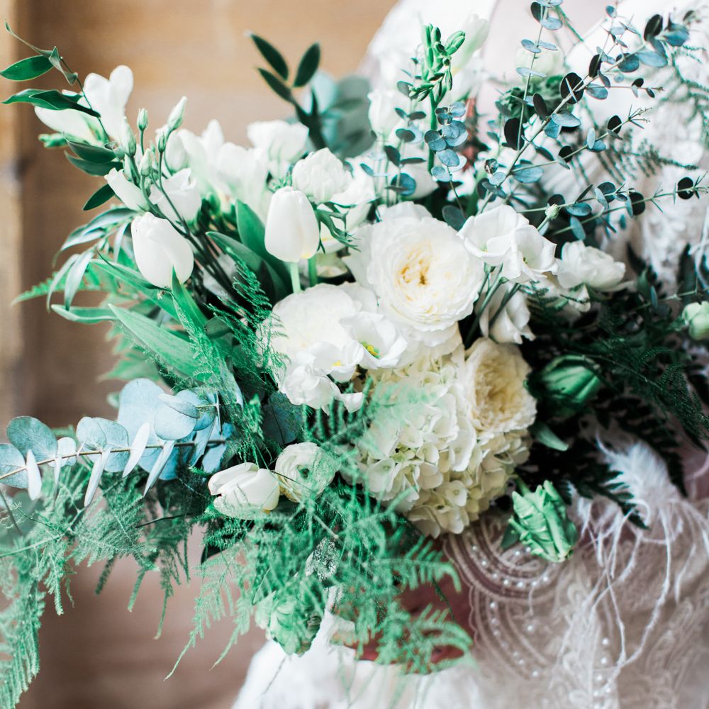 White Floral Bouquet With Foliage