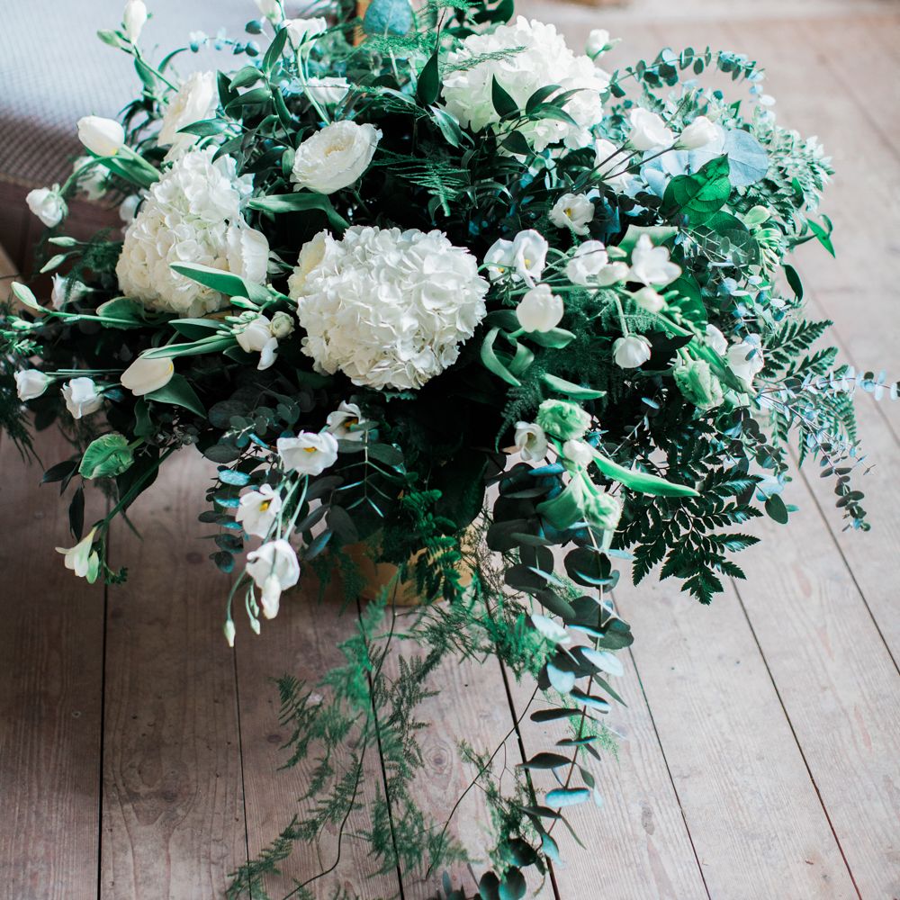 White Floral Bouquet With Foliage
