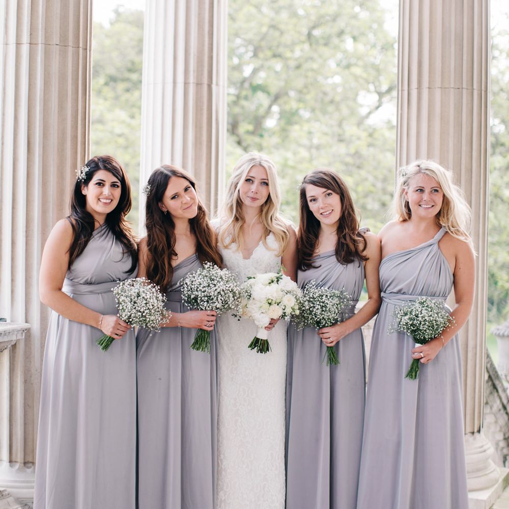 Elegant Bride & Grey Bridesmaid Portrait