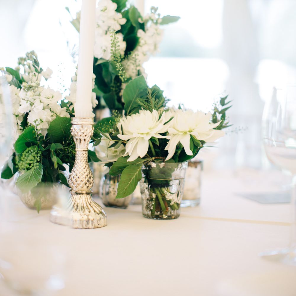 Elegant Silver & White Flower Wedding Decor