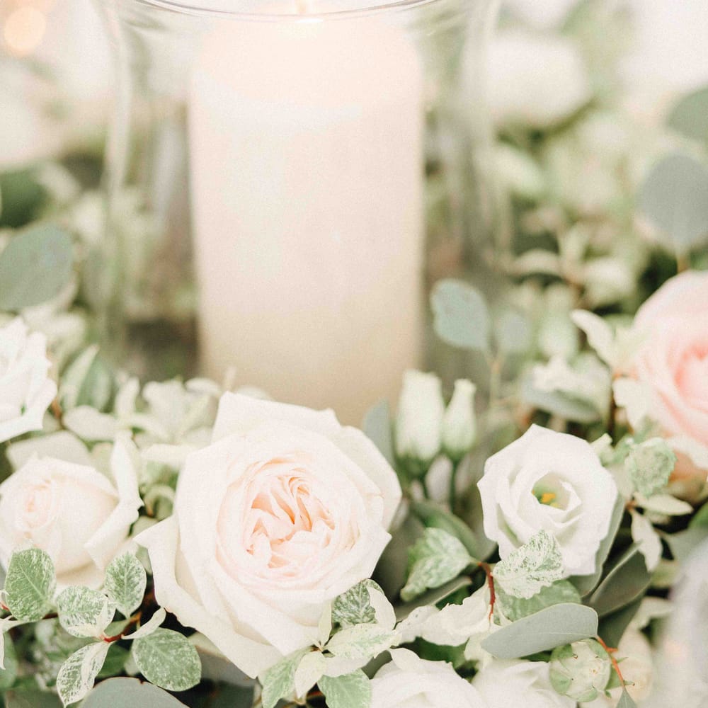 Hurricane Vase & church Candle Centrepiece