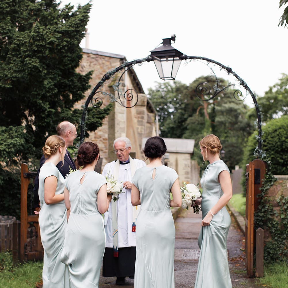 Bridesmaids in Blue Ghost Dresses