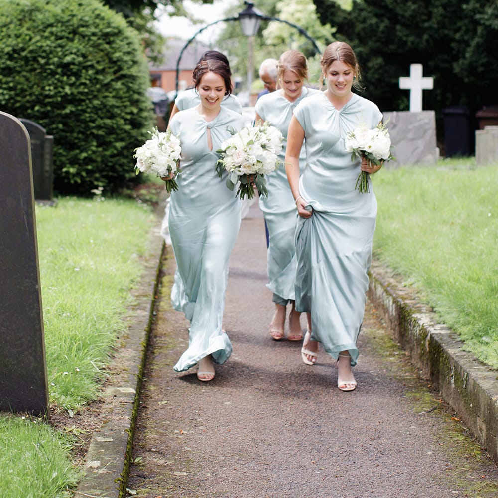 Bridesmaids in Blue Ghost Dresses