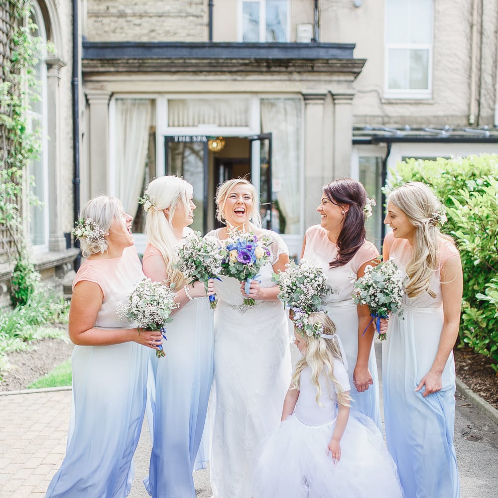 Bridesmaids in Purple Ombre Dresses