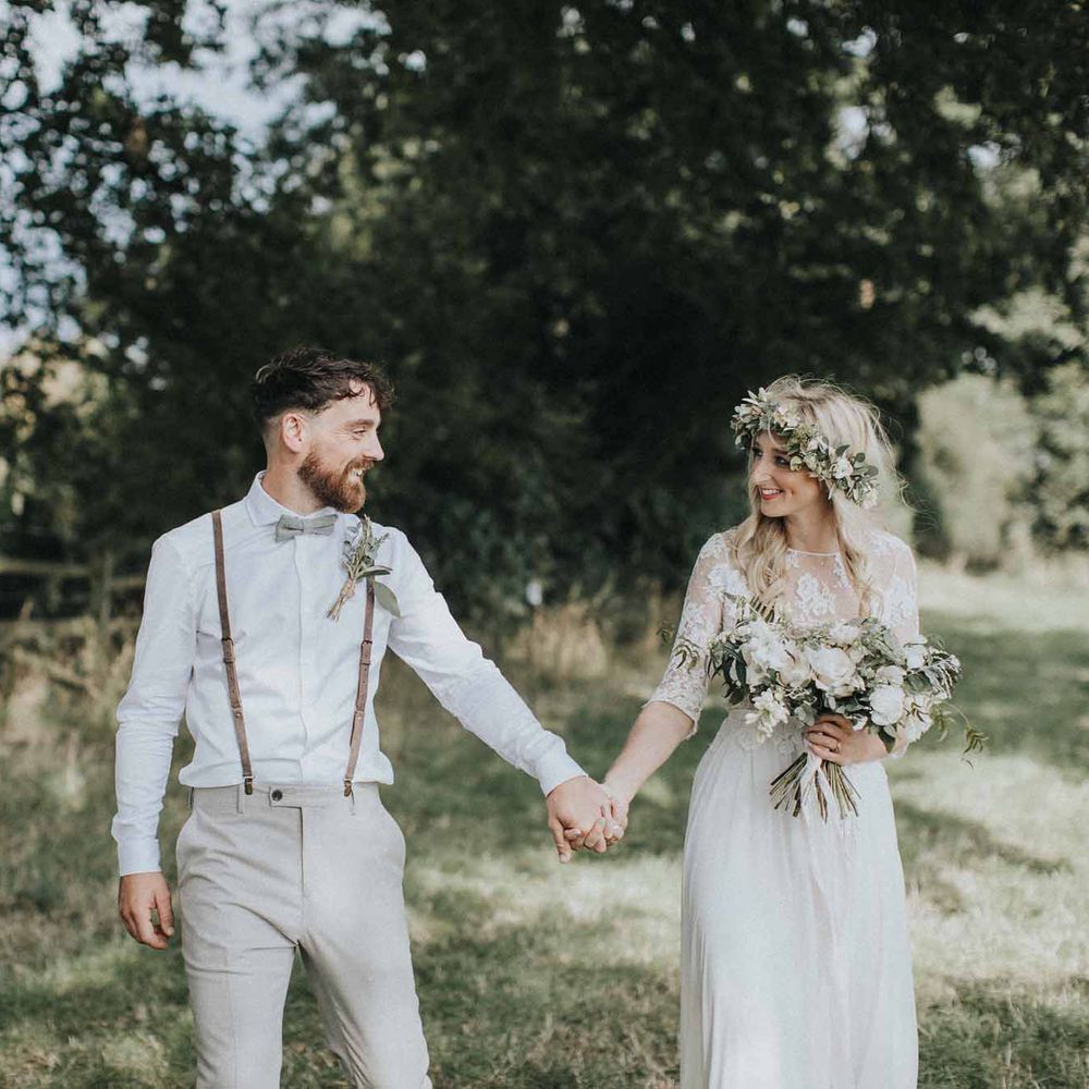 Abbi From Save The Date Magazine Gets Married Wearing Margaux Taridts & Grace Loves Lace Outdoor Festival Wedding With Tipis, Bell Tent Camping & Festoon Lights