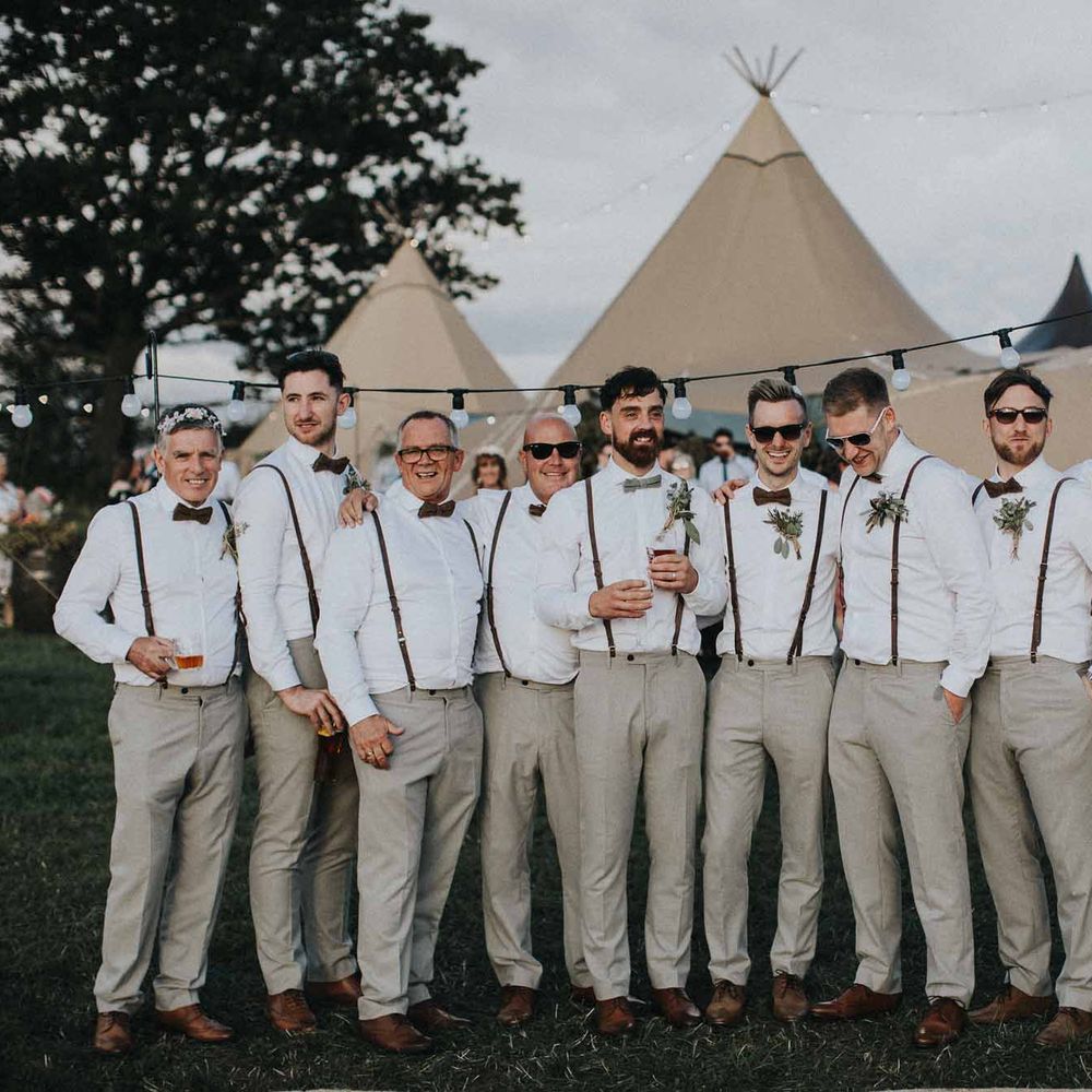 Abbi From Save The Date Magazine Gets Married Wearing Margaux Taridts & Grace Loves Lace Outdoor Festival Wedding With Tipis, Bell Tent Camping & Festoon Lights