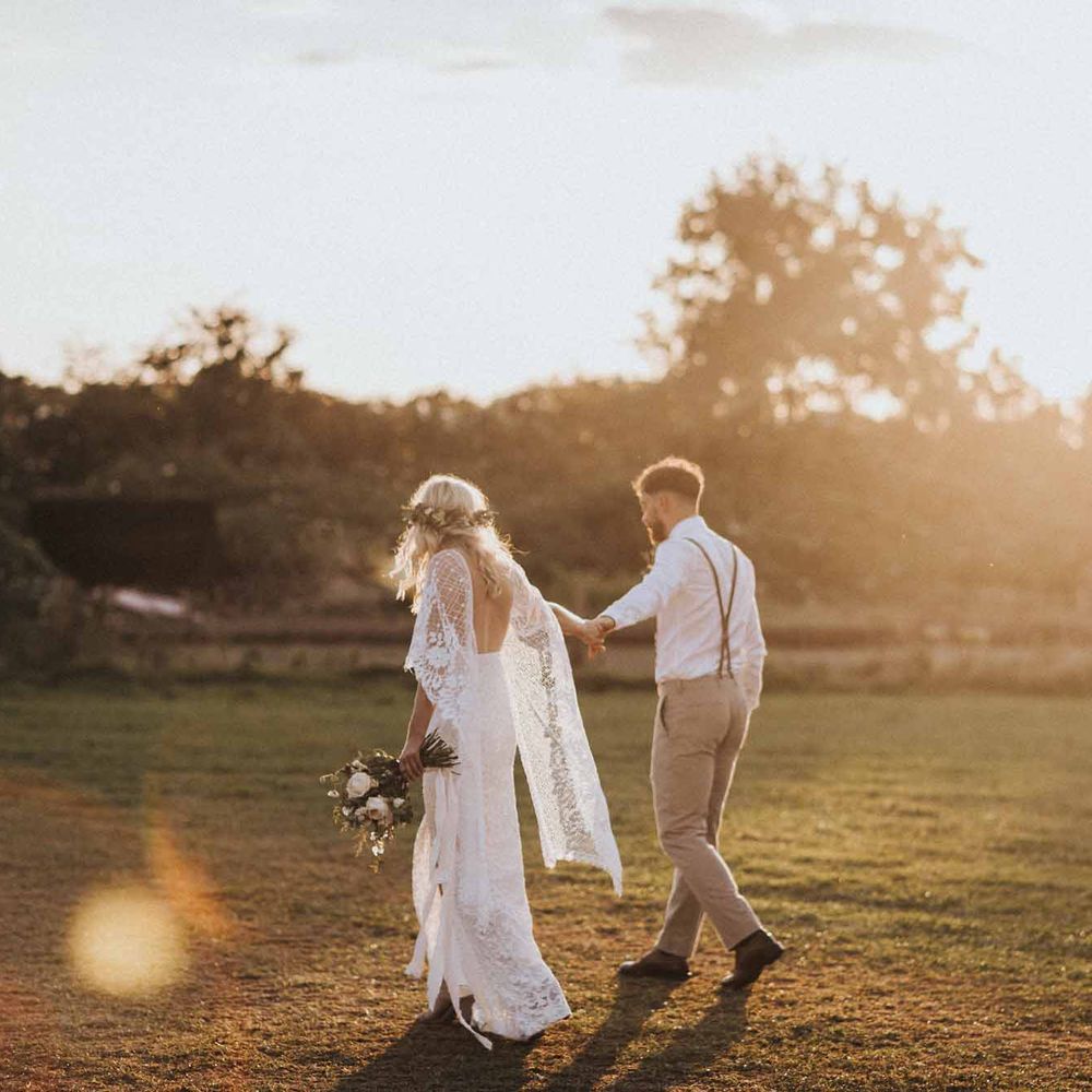Abbi From Save The Date Magazine Gets Married Wearing Margaux Taridts & Grace Loves Lace Outdoor Festival Wedding With Tipis, Bell Tent Camping & Festoon Lights