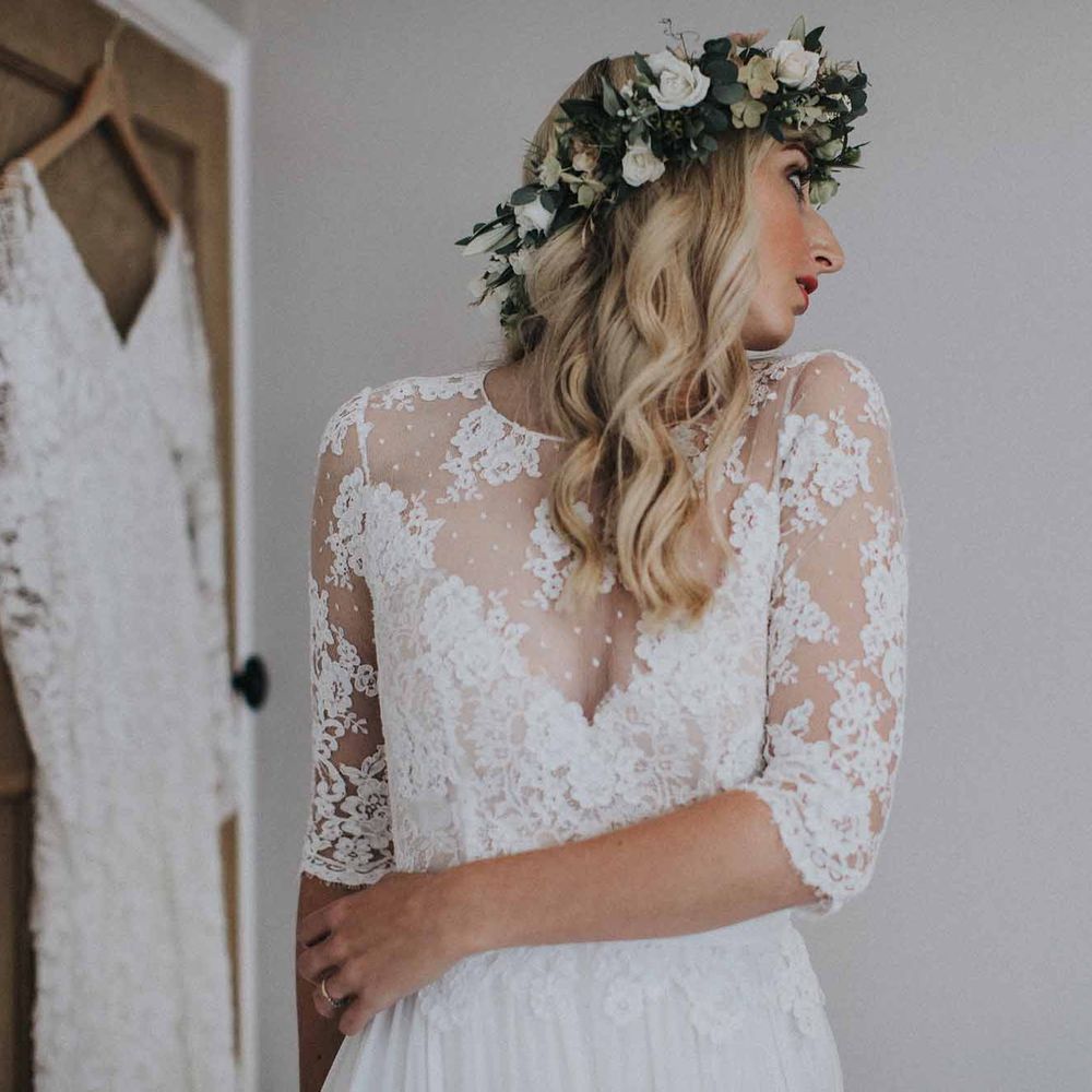 Abbi From Save The Date Magazine Gets Married Wearing Margaux Taridts & Grace Loves Lace Outdoor Festival Wedding With Tipis, Bell Tent Camping & Festoon Lights