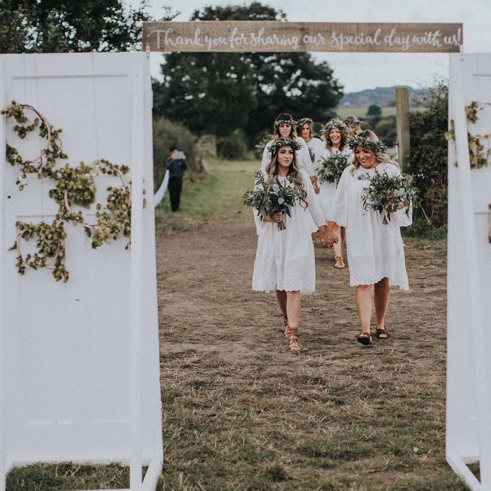 Abbi From Save The Date Magazine Gets Married Wearing Margaux Taridts & Grace Loves Lace Outdoor Festival Wedding With Tipis, Bell Tent Camping & Festoon Lights