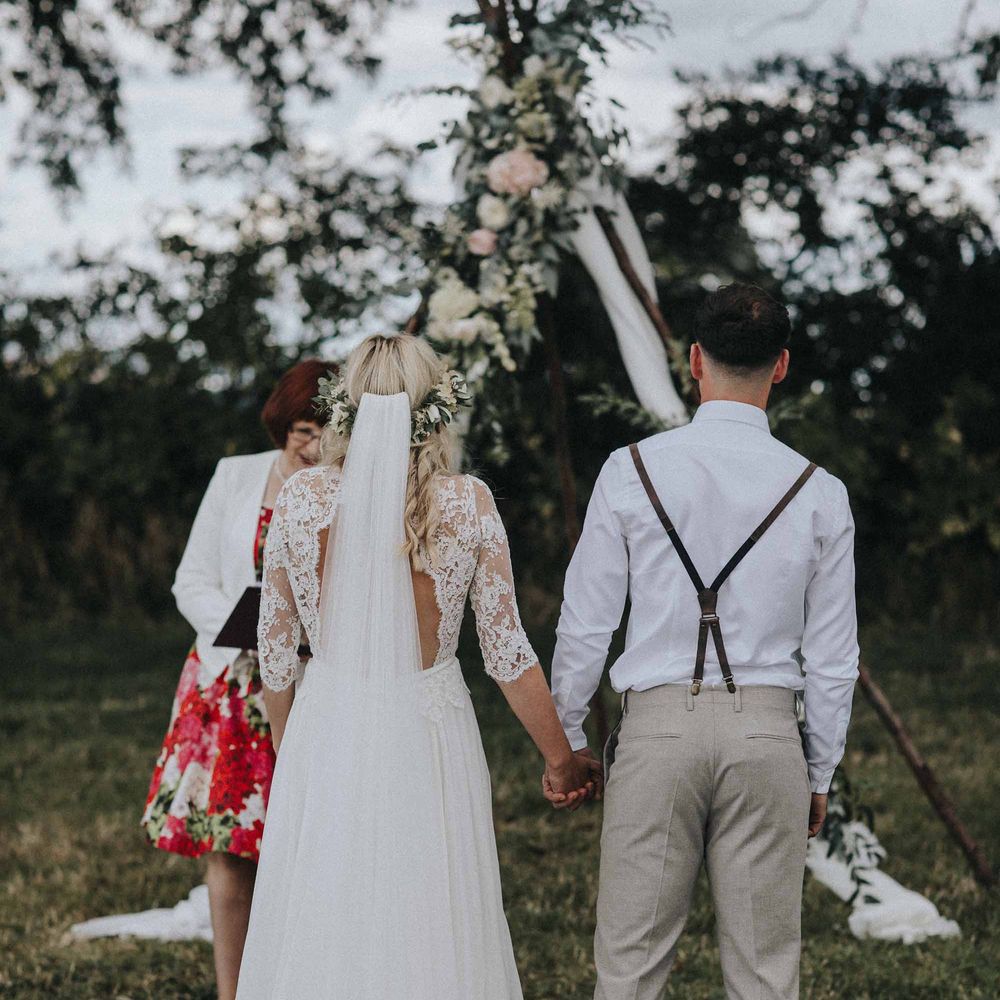 Abbi From Save The Date Magazine Gets Married Wearing Margaux Taridts & Grace Loves Lace Outdoor Festival Wedding With Tipis, Bell Tent Camping & Festoon Lights