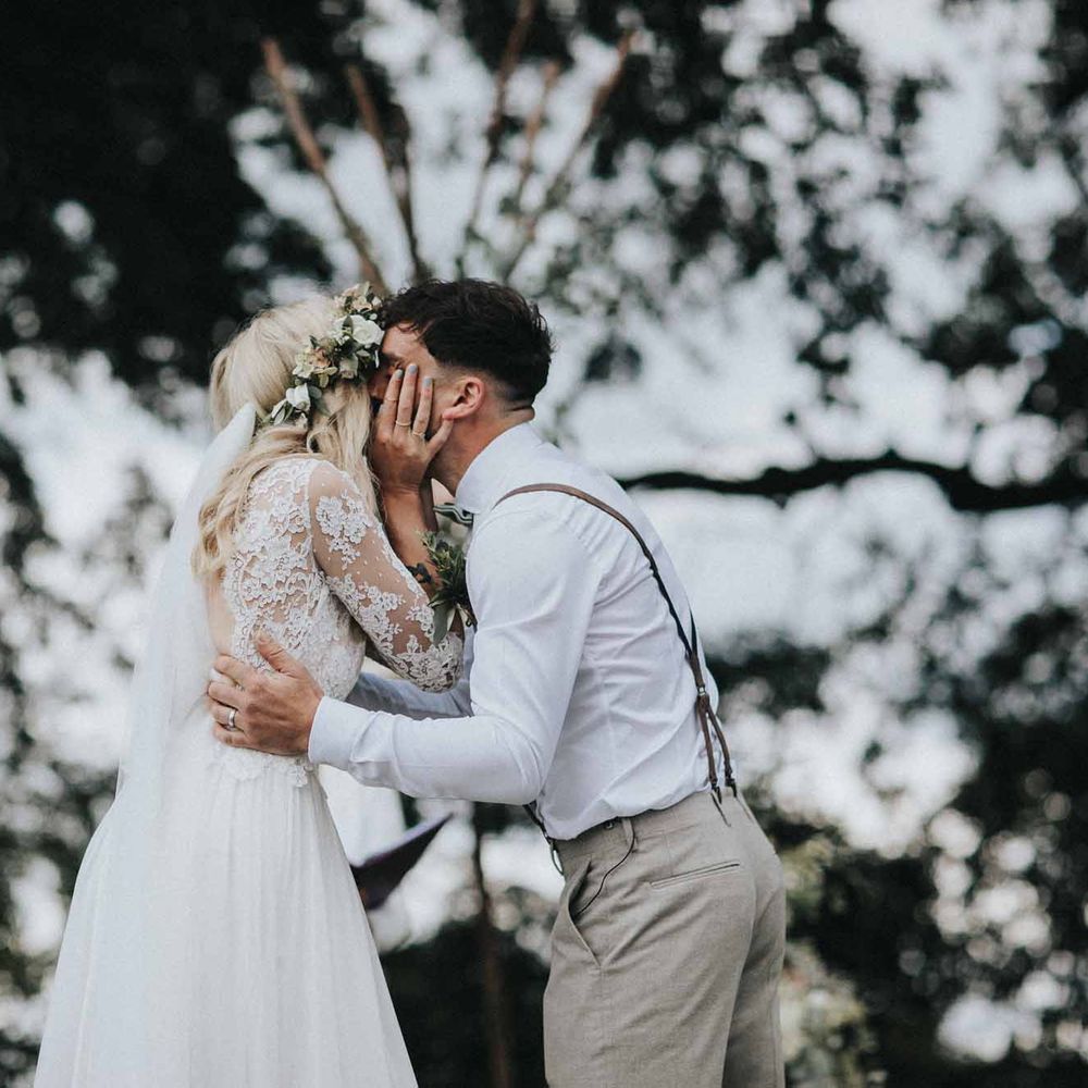 Abbi From Save The Date Magazine Gets Married Wearing Margaux Taridts & Grace Loves Lace Outdoor Festival Wedding With Tipis, Bell Tent Camping & Festoon Lights
