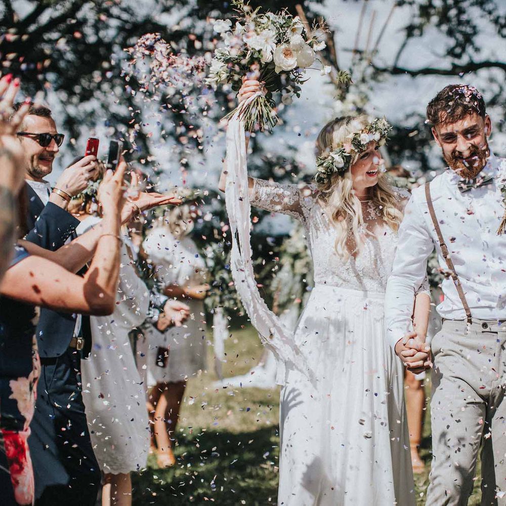 Abbi From Save The Date Magazine Gets Married Wearing Margaux Taridts & Grace Loves Lace Outdoor Festival Wedding With Tipis, Bell Tent Camping & Festoon Lights