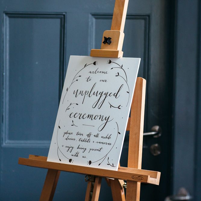 Unplugged Wedding Ceremony Sign | | Relaxed Industrial Wedding at Ocean Studios, Plymouth | Freckle Photography