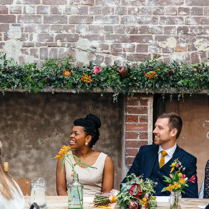Wedding Speeches | Fireplace Flowers | | Relaxed Industrial Wedding at Ocean Studios, Plymouth | Freckle Photography