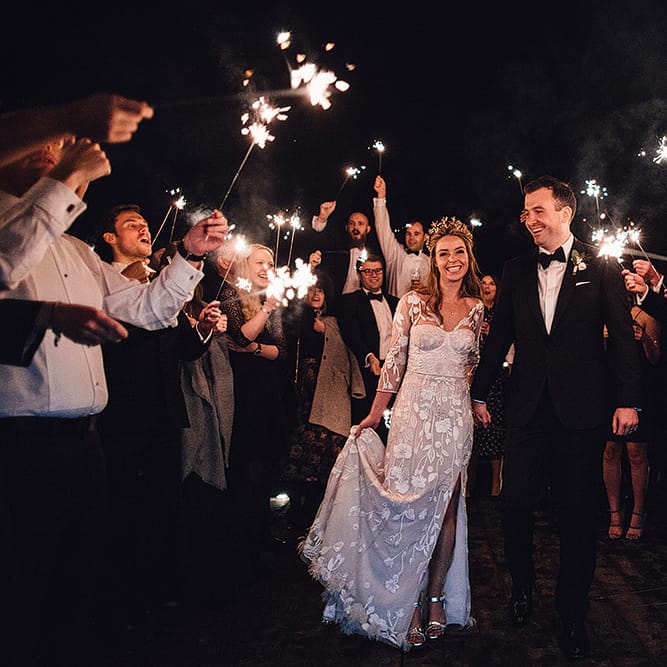 Sparkler Send Off At Wedding | Image by Samuel Docker Photography
