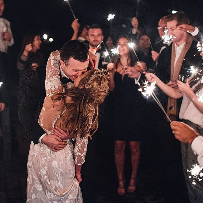 Sparkler Send Off At Wedding | Image by Samuel Docker Photography