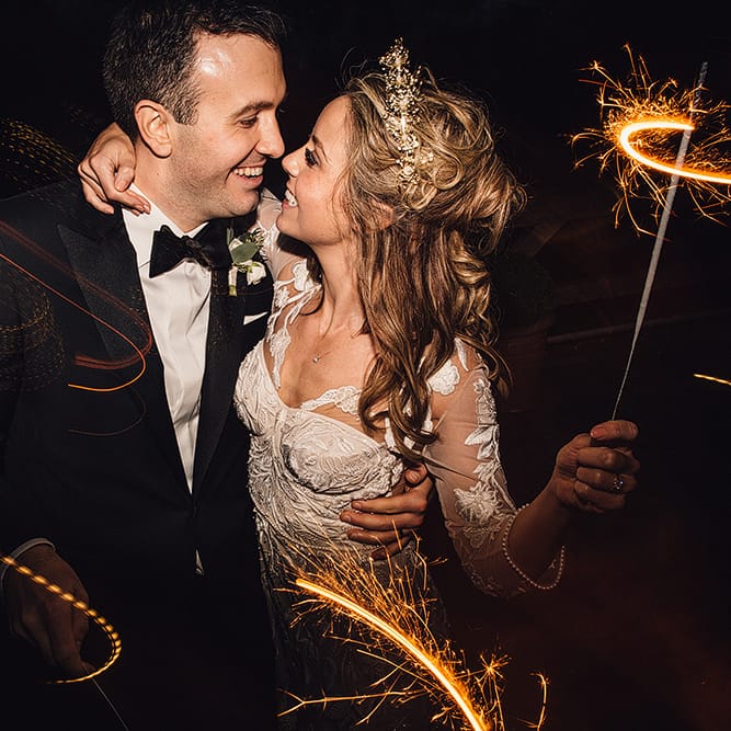 Sparkler Send Off At Wedding | Image by Samuel Docker Photography
