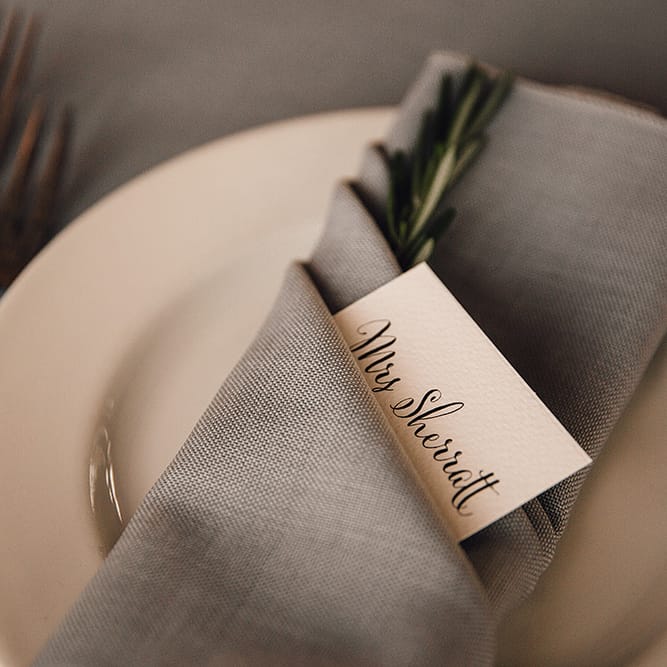 Place Setting With Grey Napkin
