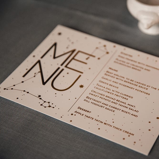 Celestial Inspired Wedding Menu