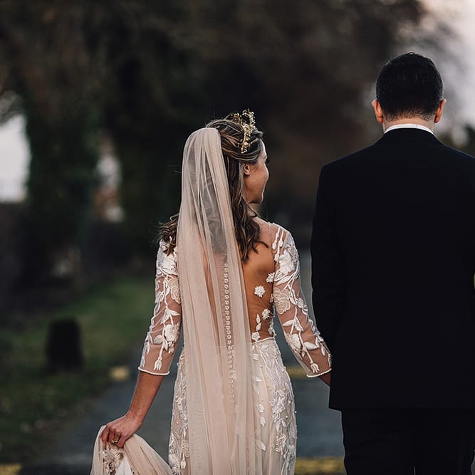 Hermione De Paula Bespoke Wedding Dress & Luna Bea Headpiece