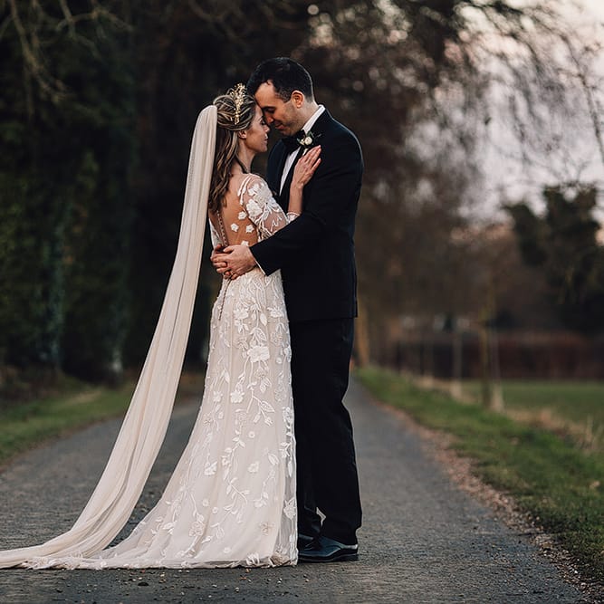 Hermione De Paula Bespoke Wedding Dress & Luna Bea Headpiece