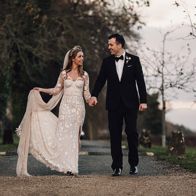 Hermione De Paula Bespoke Wedding Dress & Luna Bea Headpiece