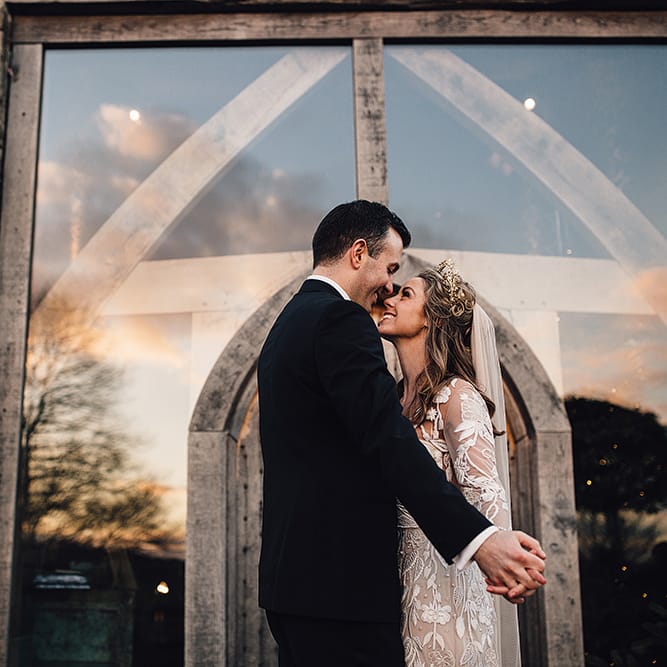 Hermione De Paula Bespoke Wedding Dress & Luna Bea Headpiece