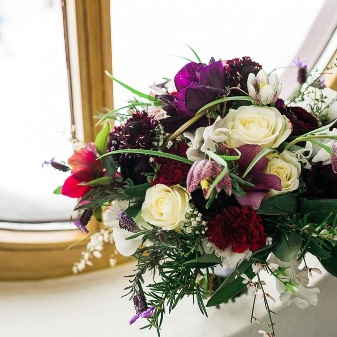 Deep Red & White Bridal Bouquet