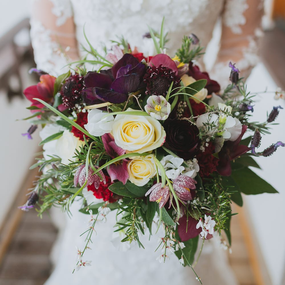 Deep Red & White Bridal Bouquet