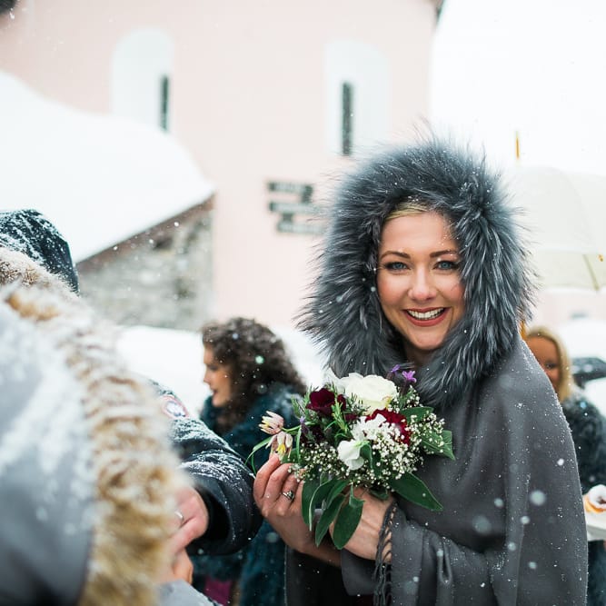 Bride in Fur Hooded Cloak