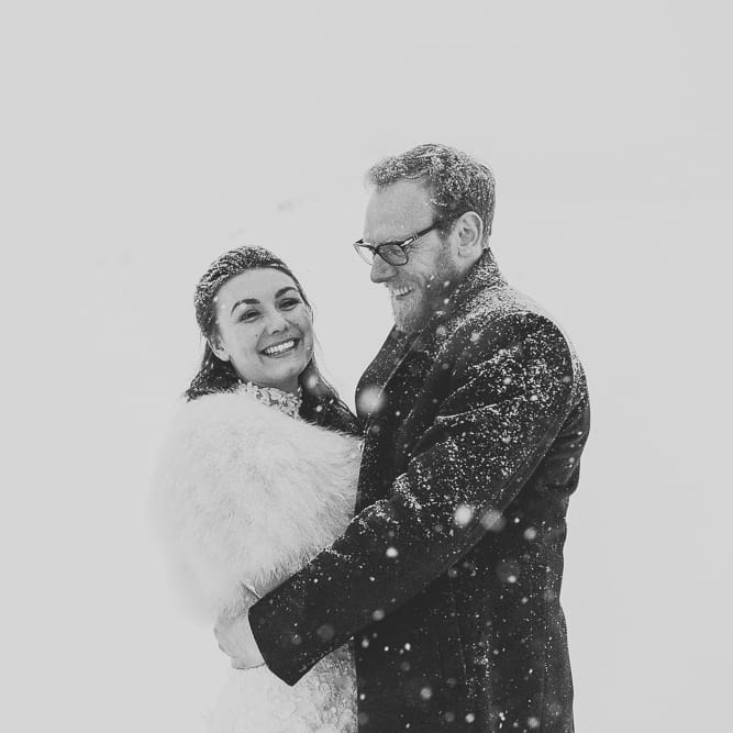 Romantic Bride & Groom Portrait in the Snow