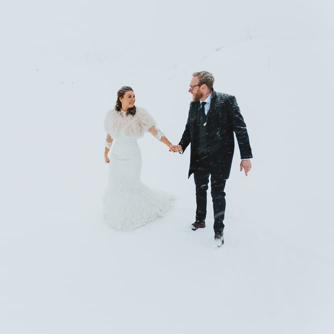 Romantic Bride & Groom Portrait in the Snow