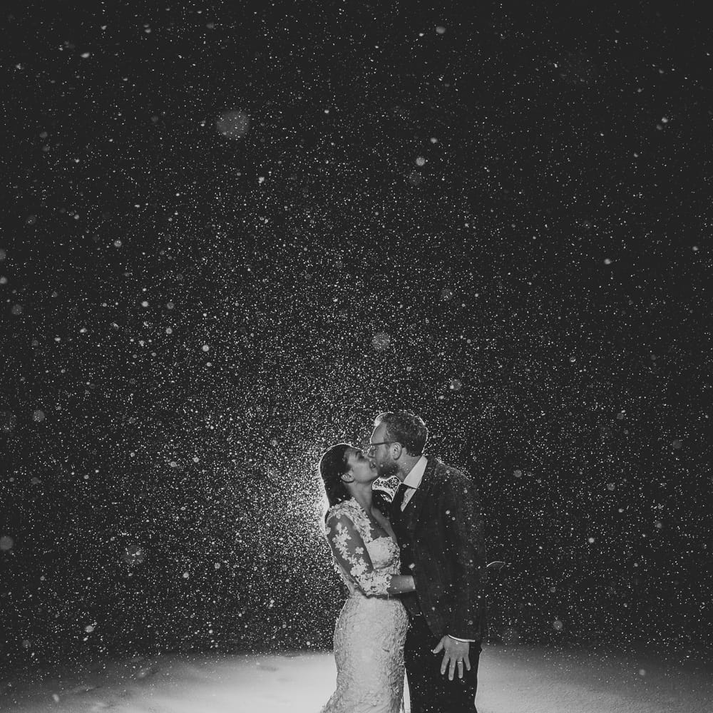Romantic Bride & Groom in the Snow