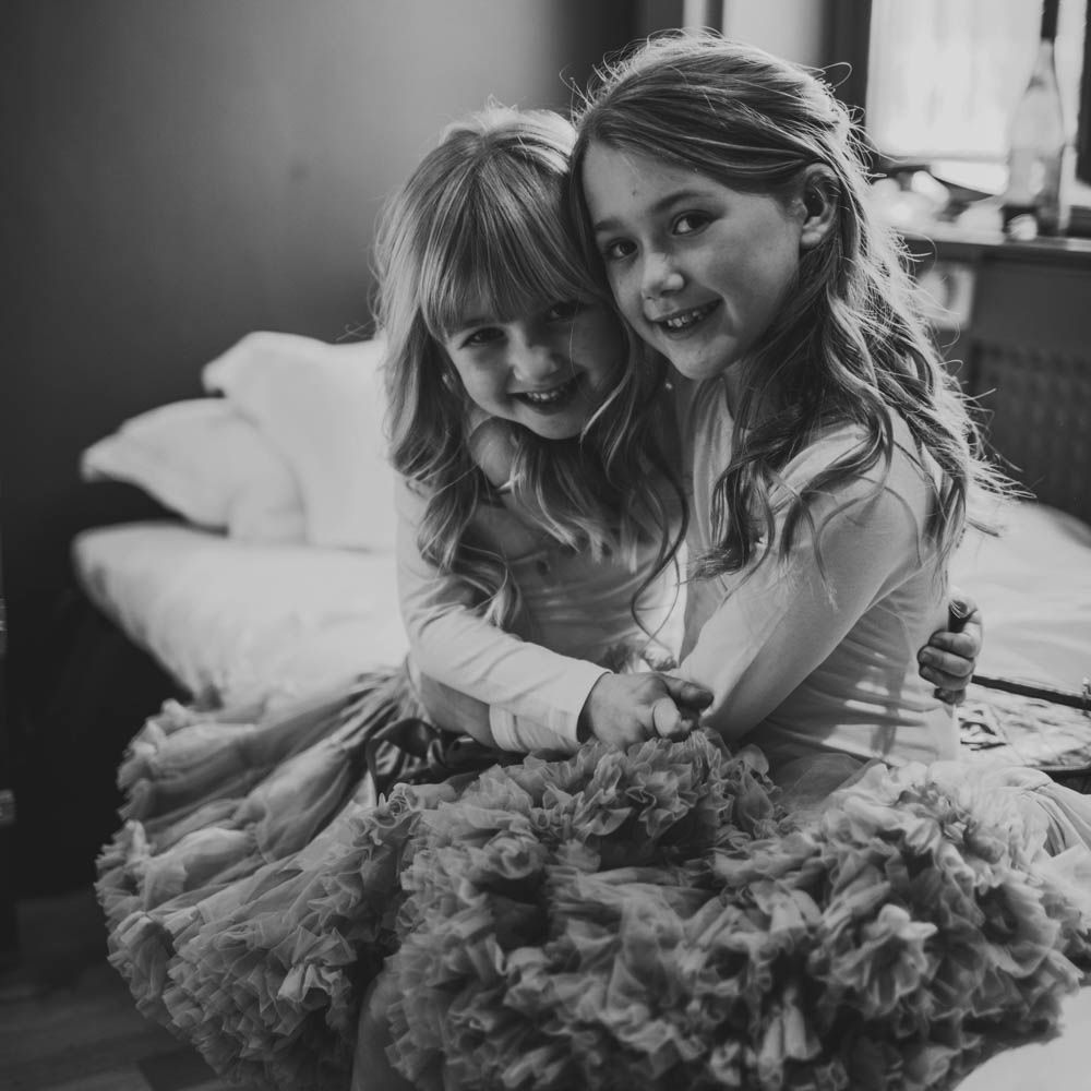 Flower Girls In Tutus // Pub Wedding At The White Horse Chichester With Bride In Limor Rosen And Groom In Ted Baker With Images From Victoria Popova Photography