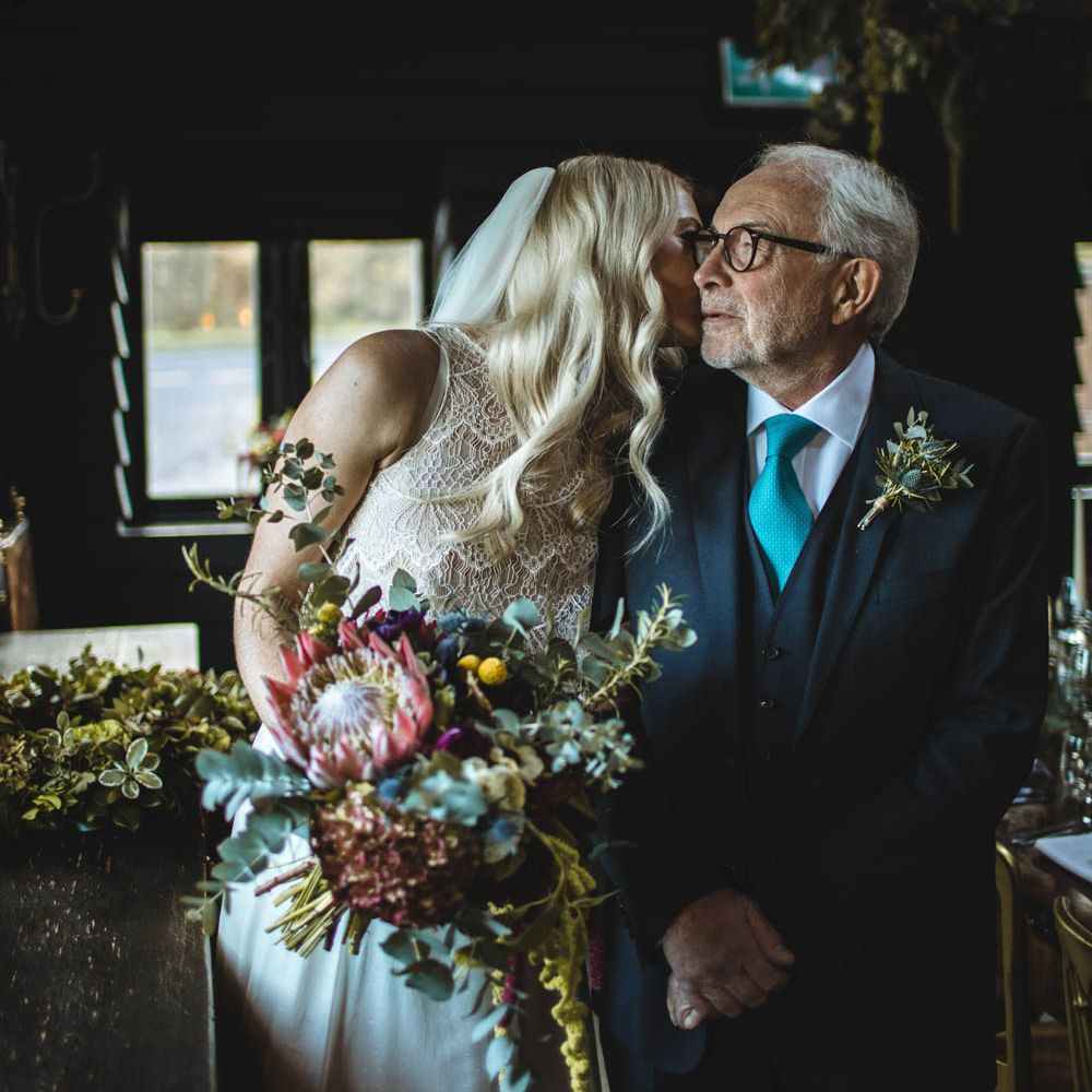 Bride & Father Of The Bride On Way To Church // Pub Wedding At The White Horse Chichester With Bride In Limor Rosen And Groom In Ted Baker With Images From Victoria Popova Photography