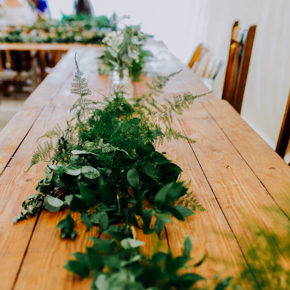 Greenery Table Runner | Stylish Woodland Wedding in Cheshire | Clara Cooper Photography | Story Board Weddings Films