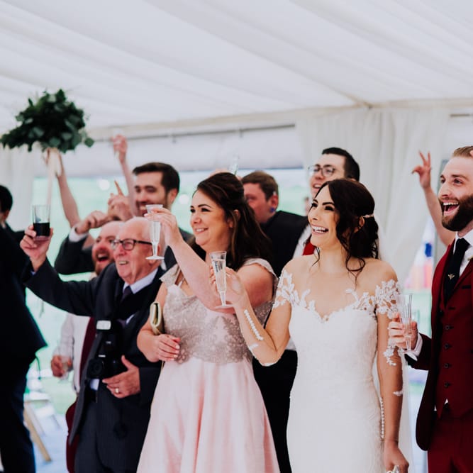 Speeches | Bride in Rosa Clara Naim Bridal Gown | Groom in Bespoke Burgundy Suit | Stylish Woodland Wedding in Cheshire | Clara Cooper Photography | Story Board Weddings Films